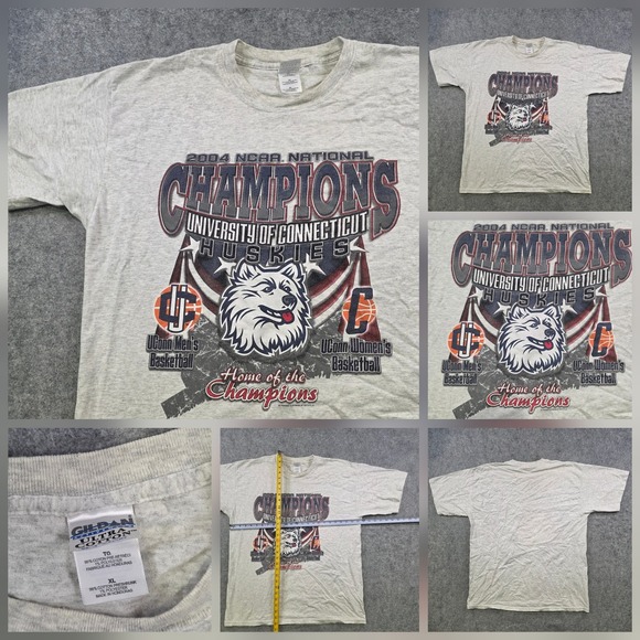 Gildan Other - Vintage UConn Huskies T‎ Shirt Mens XL Gray NCAA Basketball 2004 Champs Gildan
